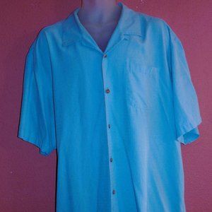 Tommy Bahama One Minute Workout Men’s Size XL Aqua Silk Camp Shirt